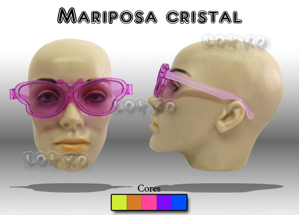 Óculos de festa mariposa cristal